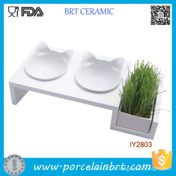 Doble Pet Bowl Cat Grass Pot Accesorios para mascotas al por mayor